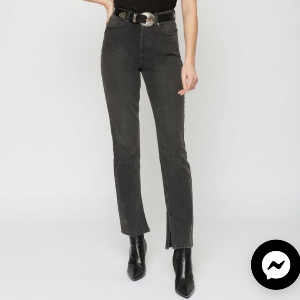 Dynamite Rosie Ultra High Waist Jeans with Slit - Black
